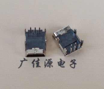 Mini USB 5p interface, mini B-type female seat, four pin DIP plug board, connector
