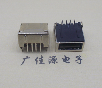 USB 2.0 socket type A single layer 90 degree rubber coated base