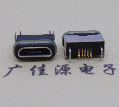 Micro USB connector B-port horizontal DIP plug board waterproof female seat